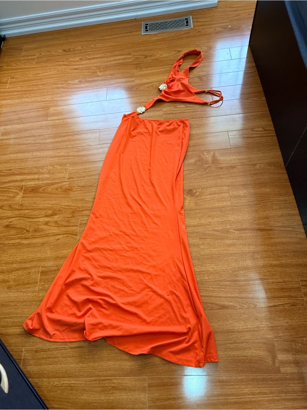 Orange Halter Cutout Maxi Dress